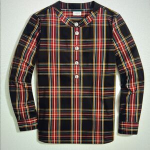 New! J. Crew Plaid Top w/ Faux crystal buttons Size Large Petite Holidays NWT